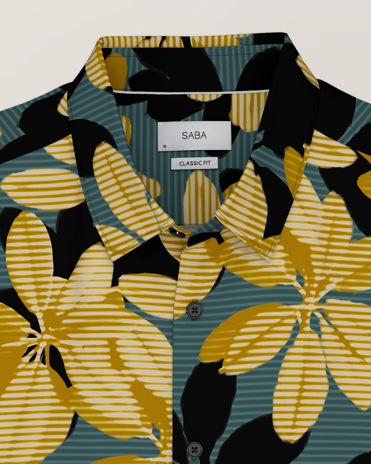 Brunei Short Sleeve Classic Print Shirt in TEAL MULTI