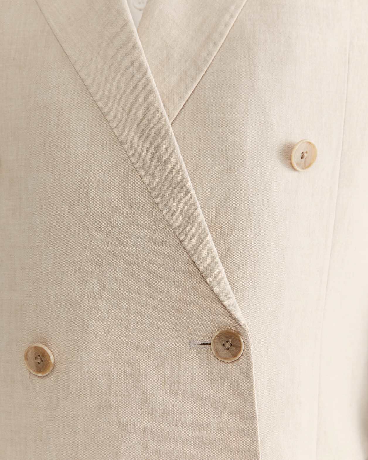 Elias Linen Cotton Double Breasted Blazer in BEIGE