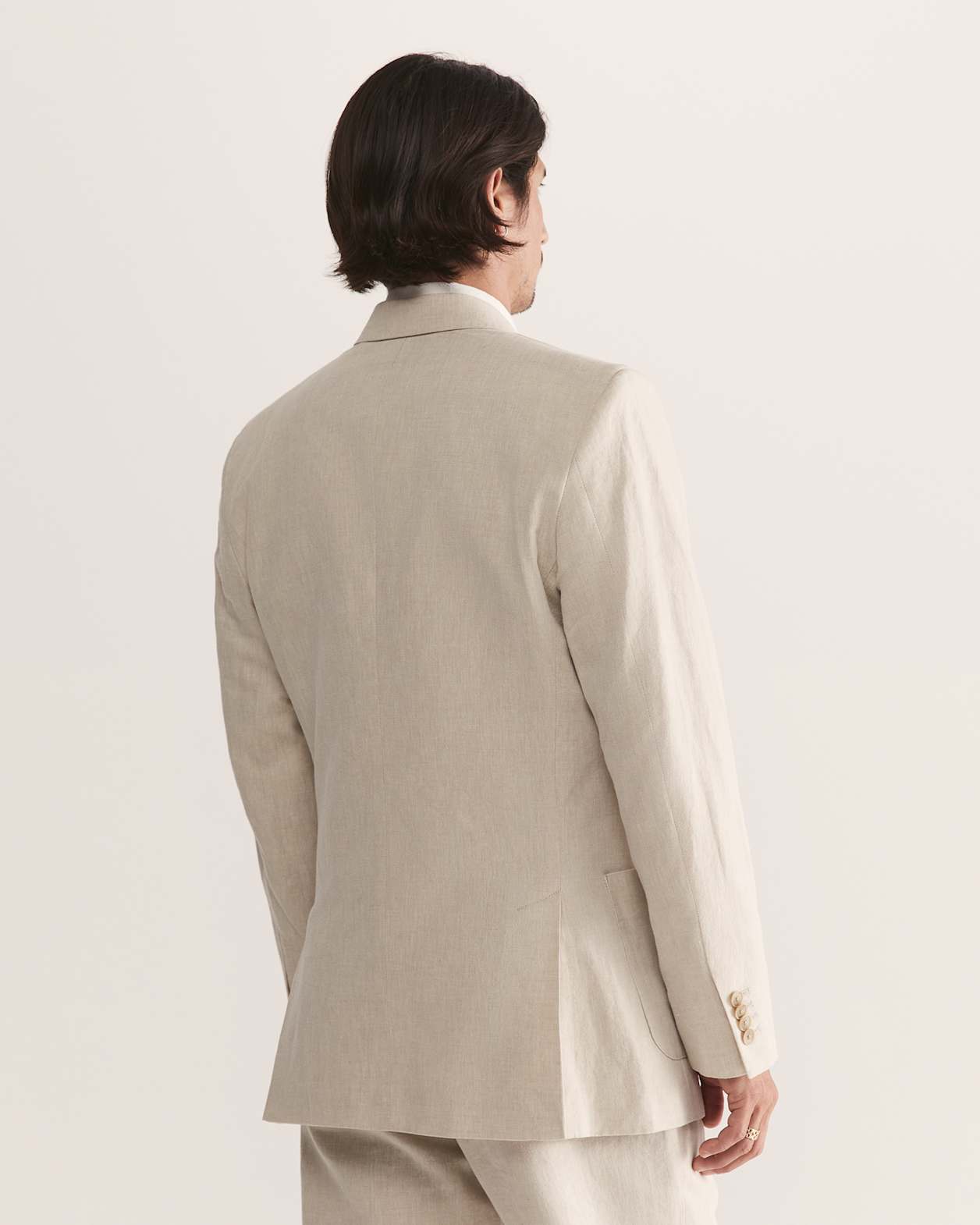 Elias Linen Cotton Double Breasted Blazer in BEIGE