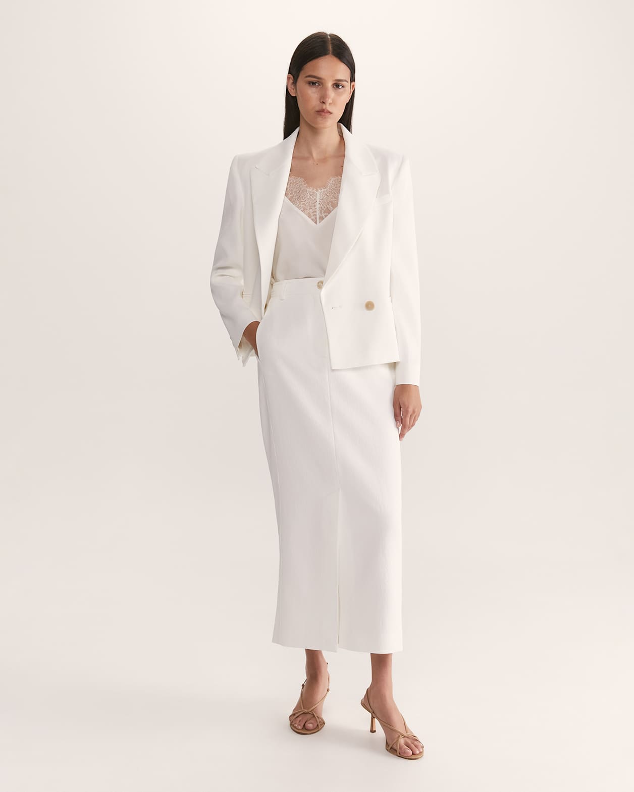 Dharma Midi Skirt in ALABASTER