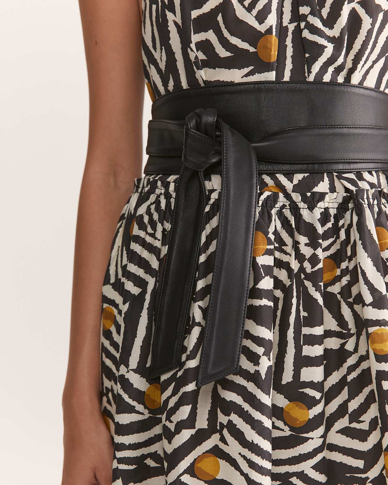 Ayla Leather Tie Belt in BLACK