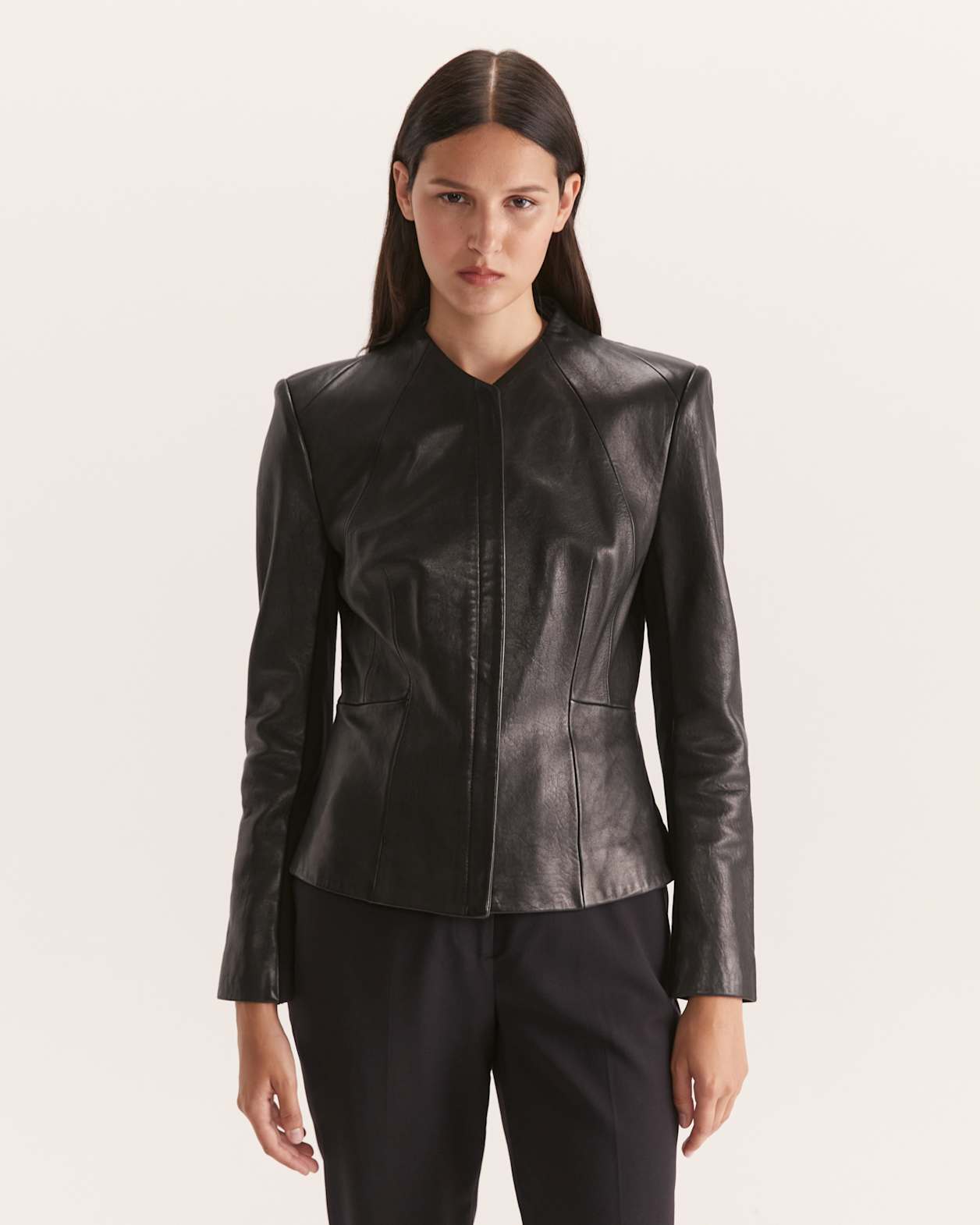 Lilia Leather Jacket in BLACK