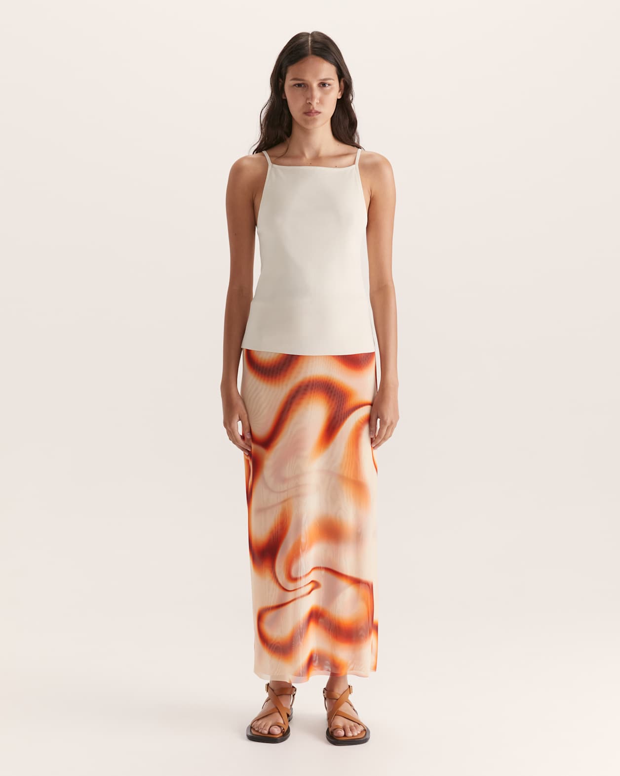 Vera Square Neck Singlet in CREME