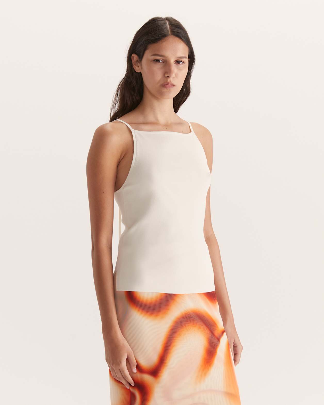 Vera Square Neck Singlet in CREME