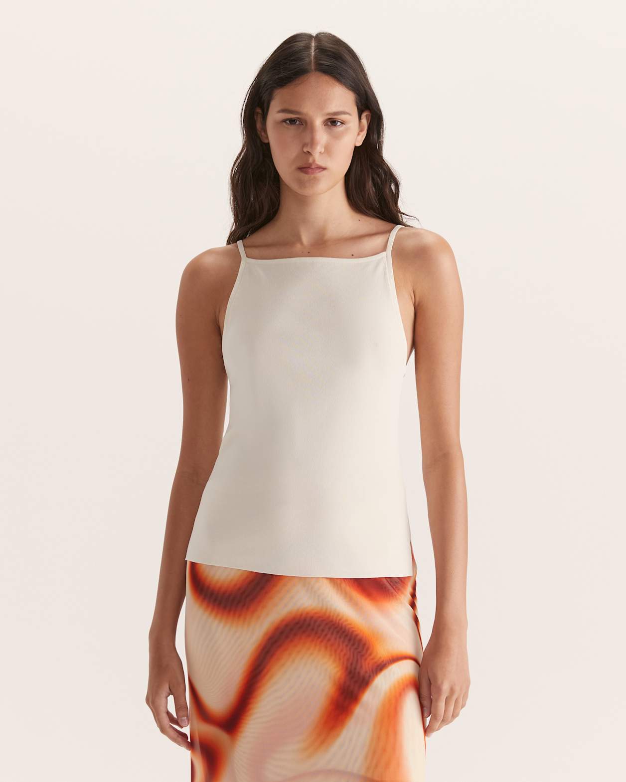 Vera Square Neck Singlet in CREME