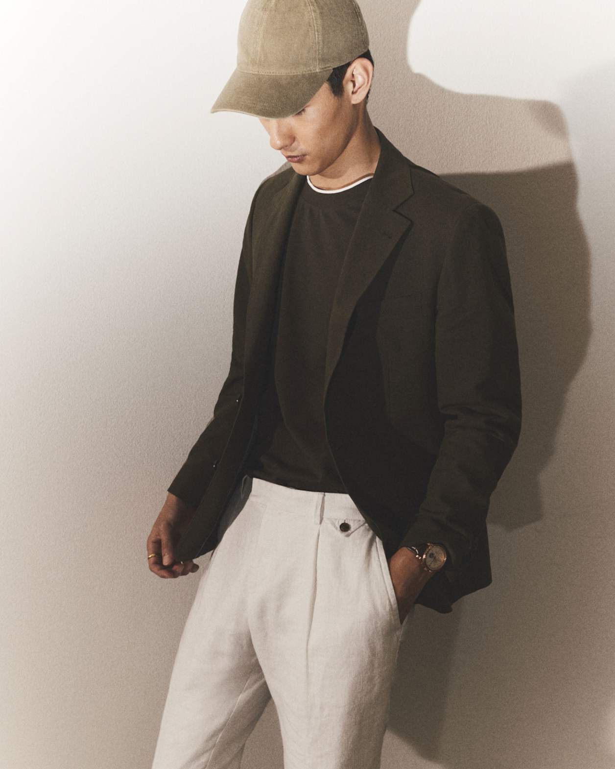 Brookes Cotton Linen Item Blazer in KHAKI