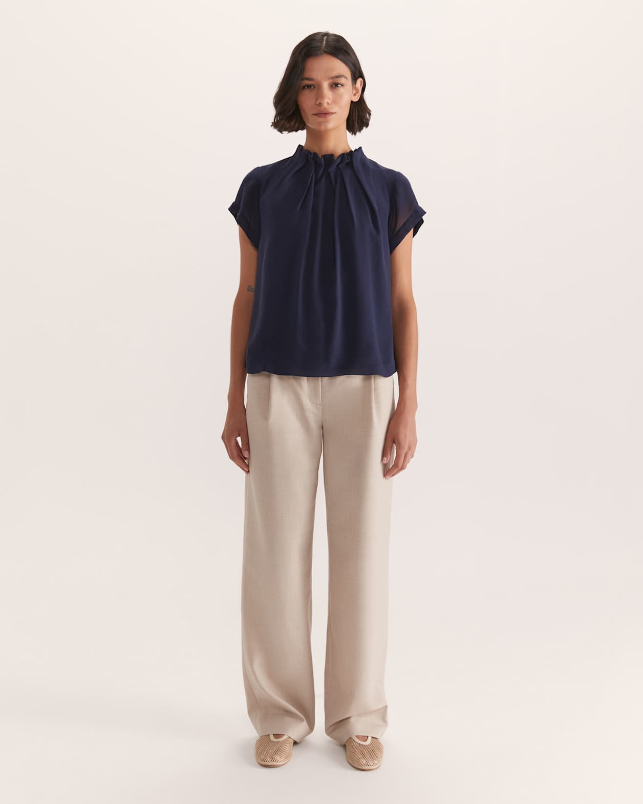 Willa High Neck Short Sleeve Top in MIDNIGHT