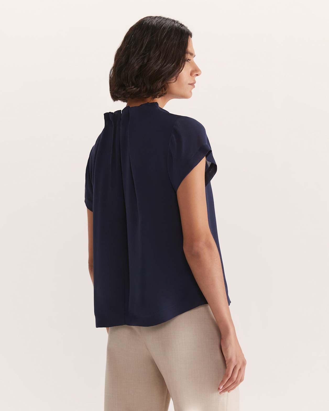 Willa High Neck Short Sleeve Top in MIDNIGHT