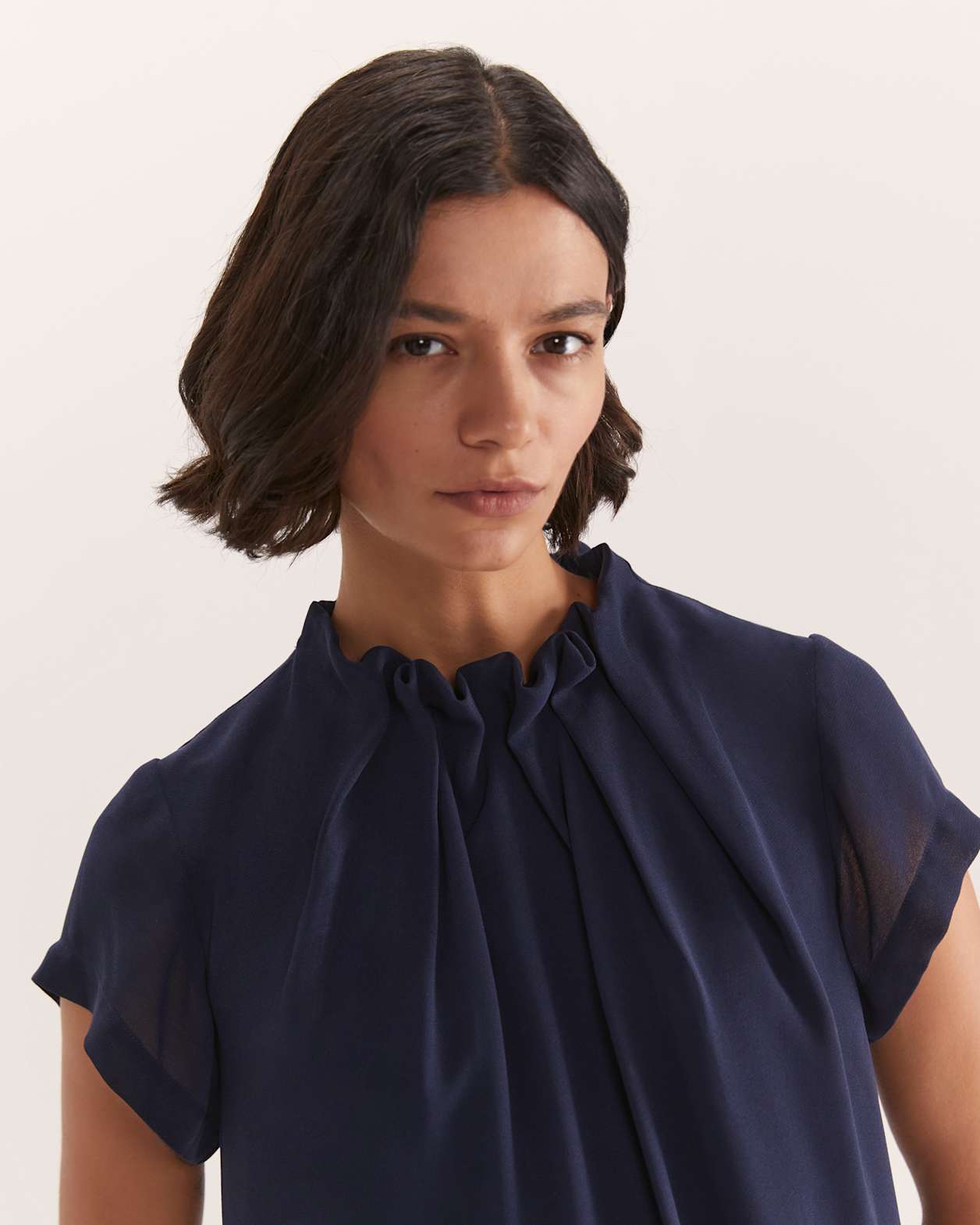 Willa High Neck Short Sleeve Top in MIDNIGHT