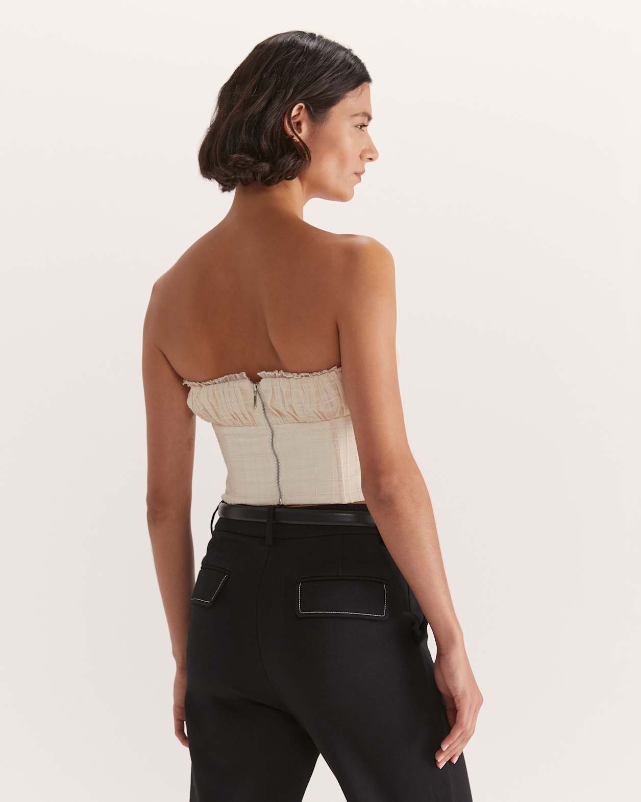 Mae Bustier Mesh Top in SOFT STONE