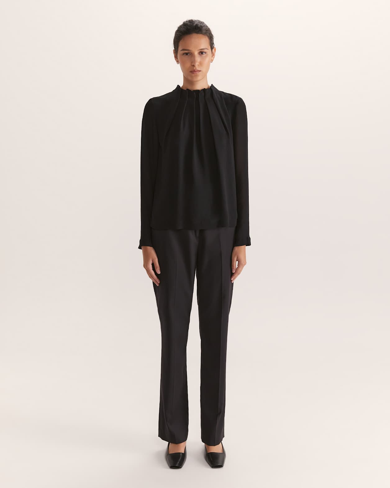 Willa High Neck Long Sleeve Top in BLACK