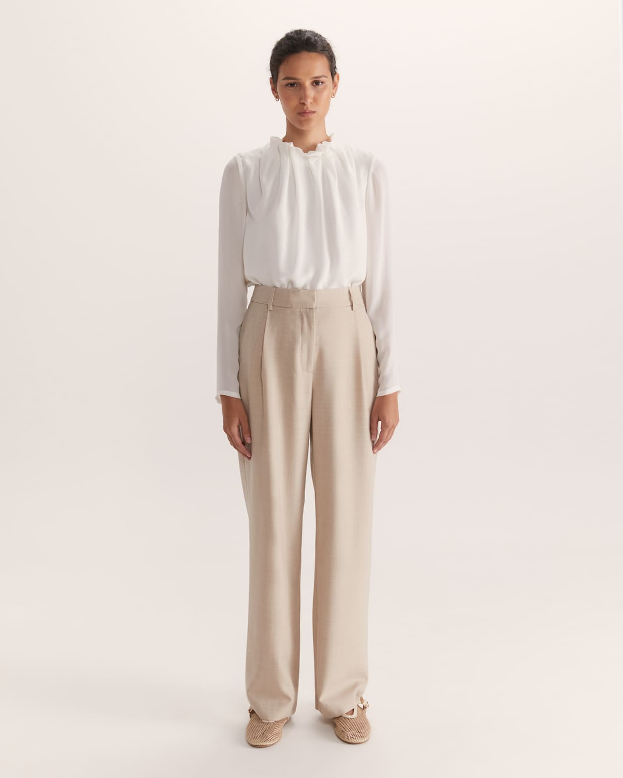 Willa High Neck Long Sleeve Top in OFF WHITE