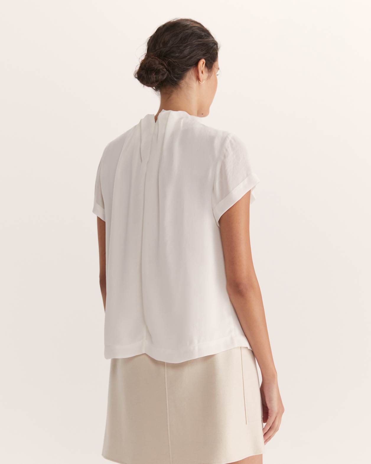 Willa High Neck Short Sleeve Top in OFF WHITE