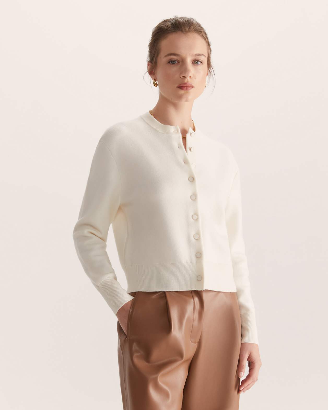Boiled Wool Cardigan in CREAM