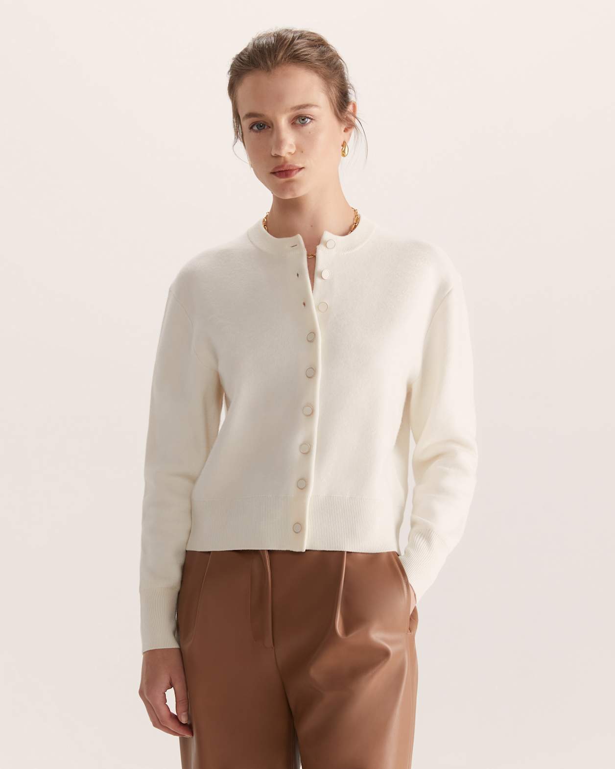 Boiled Wool Cardigan in CREAM