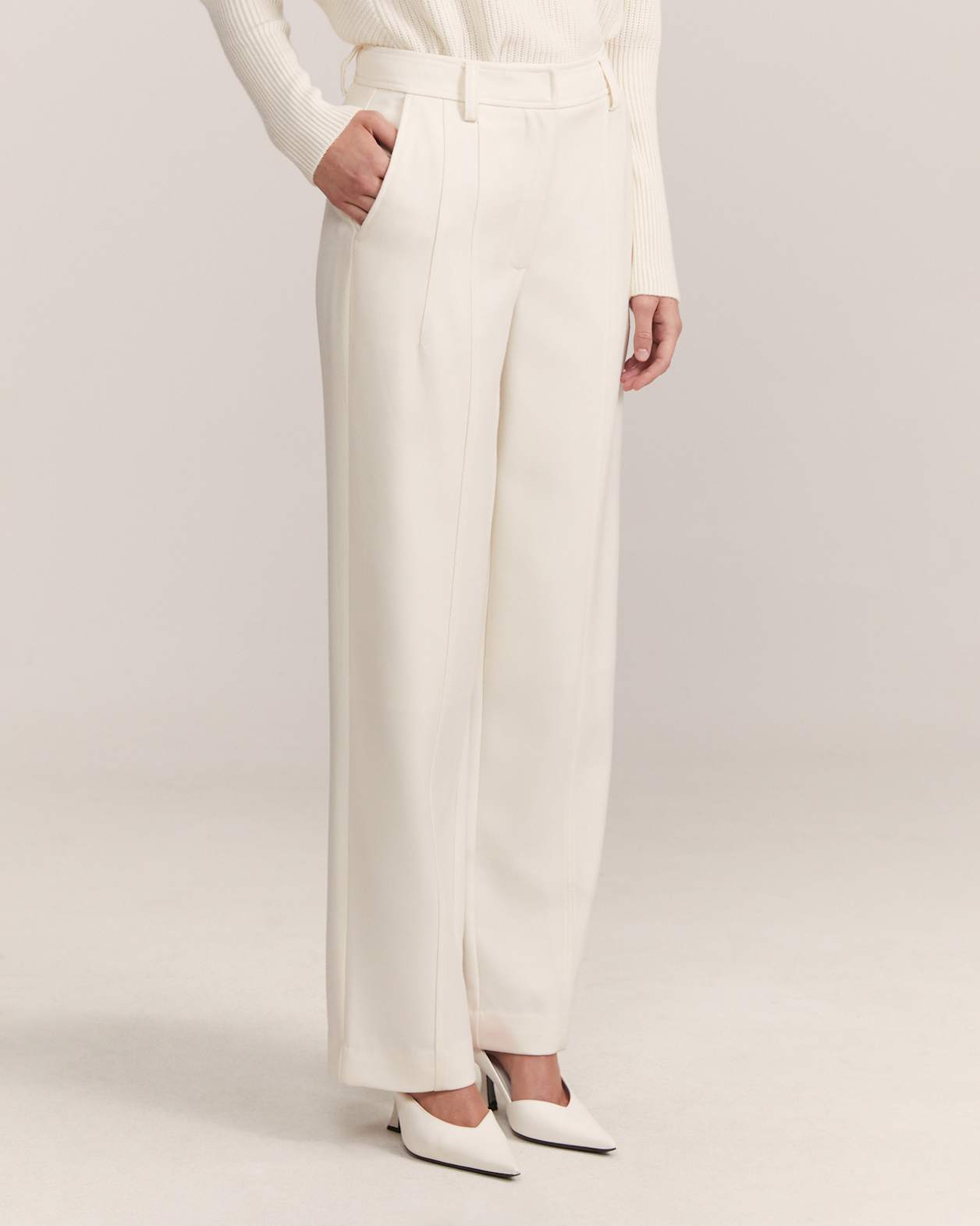 Prudence Wool Wide Leg Pant in MILK
