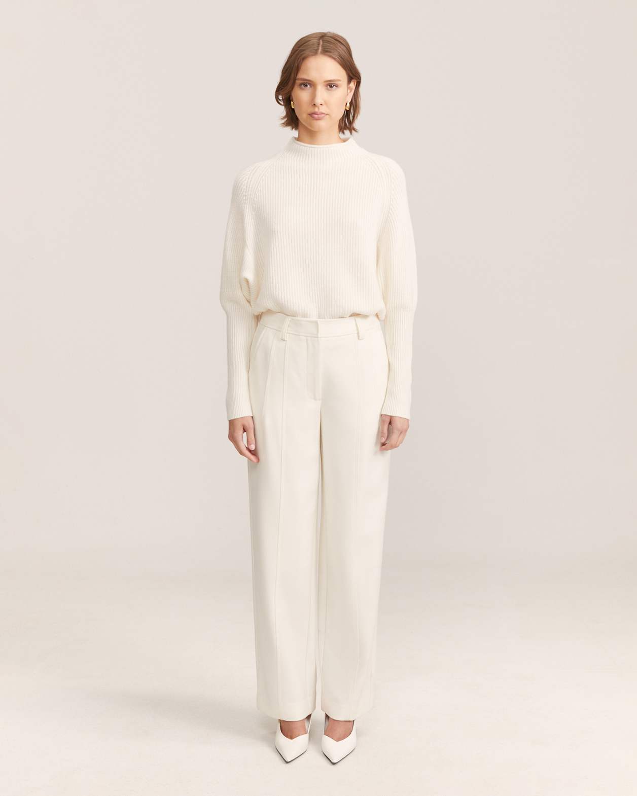 Prudence Wool Wide Leg Pant in MILK