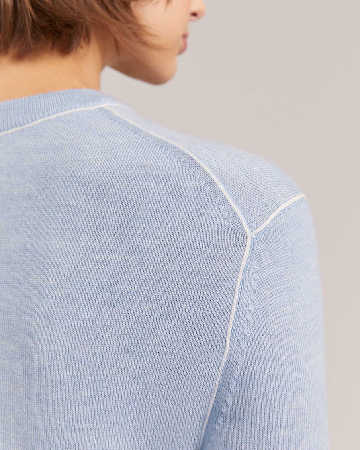 Elle Contrast Wool Cardigan in BLUE MELANGE