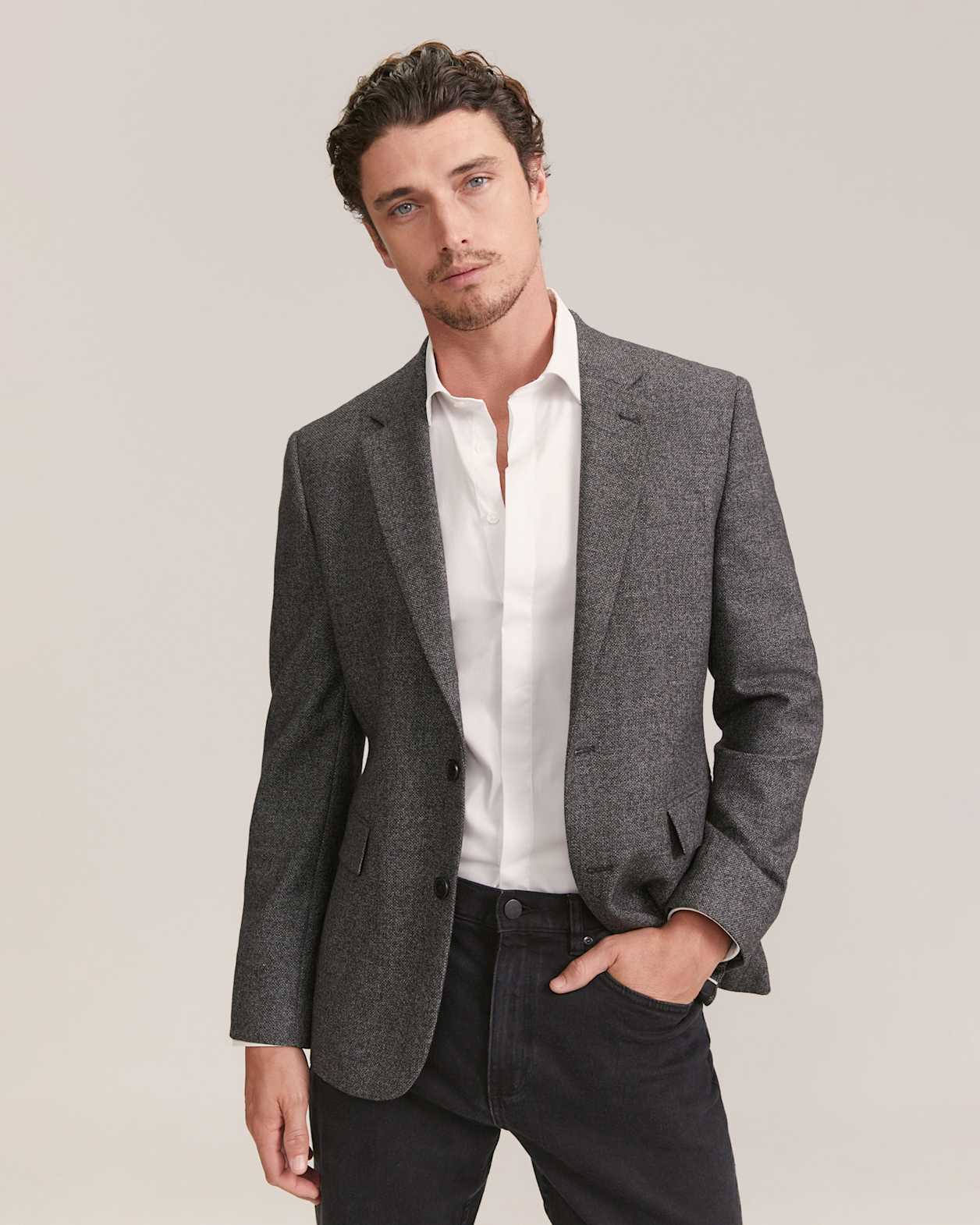George Item Wool Jacket in CHARCOAL