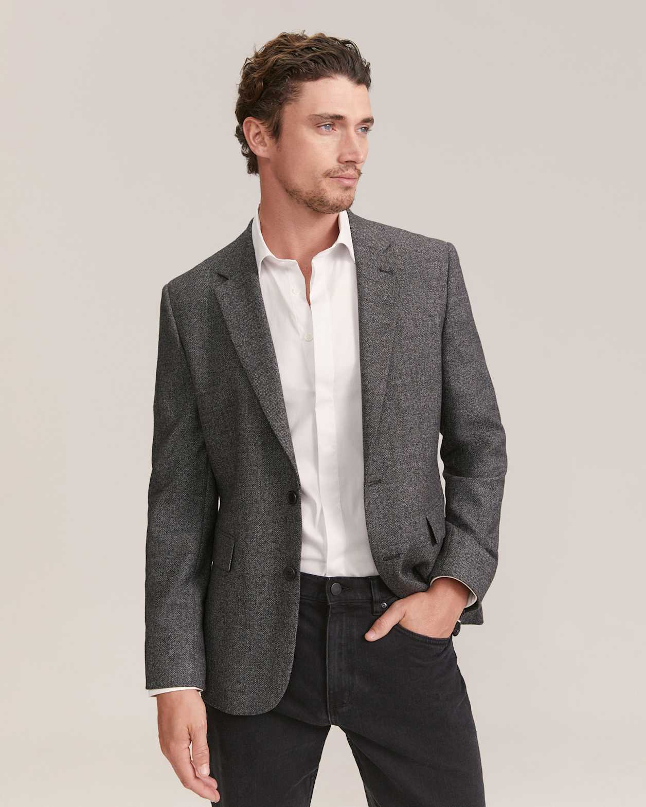 George Item Wool Jacket in CHARCOAL