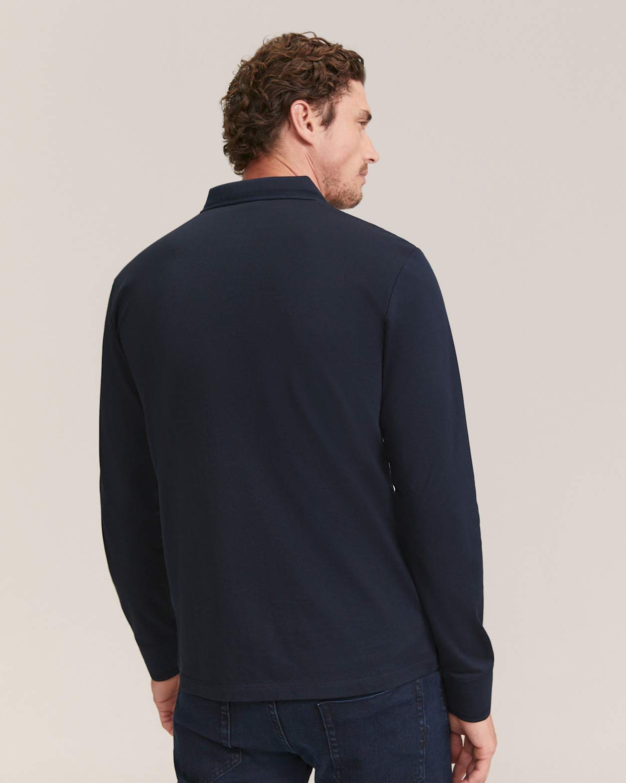 Andy Long Sleeve Polo in NAVY