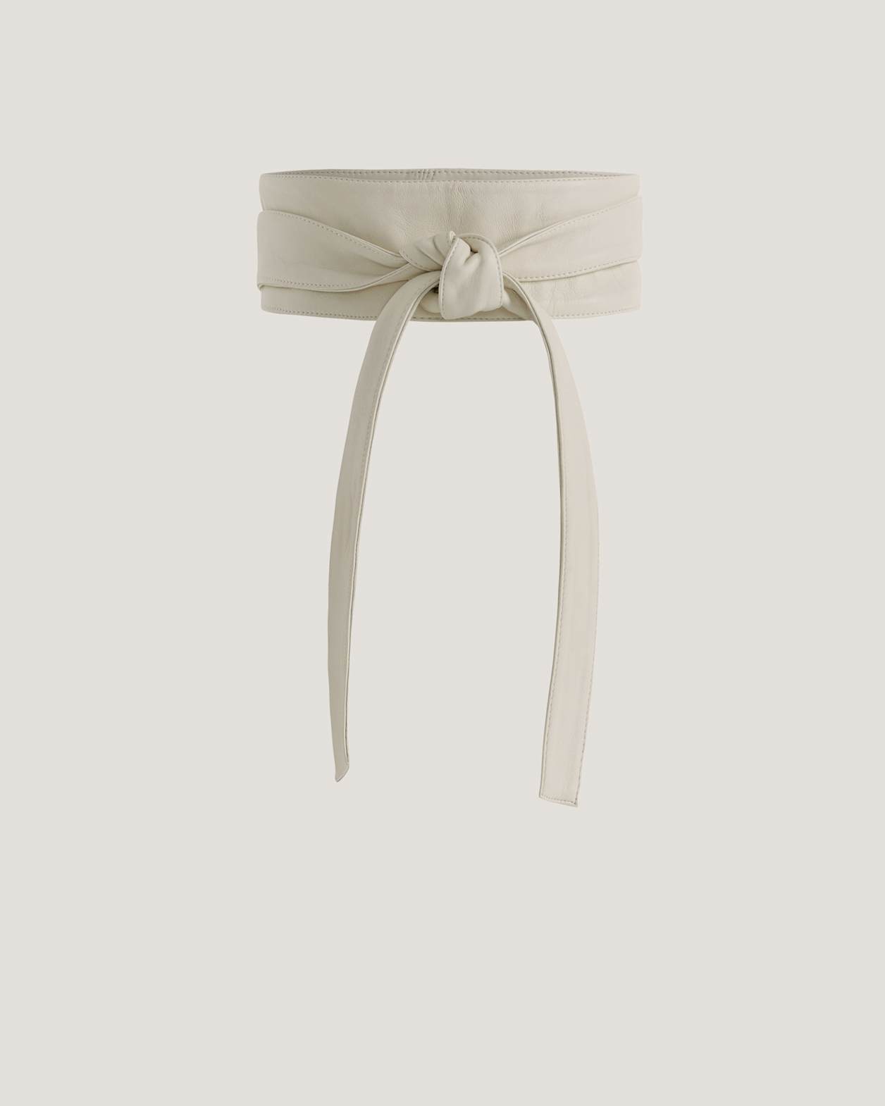 Ayla Leather Tie Belt in WINTER WHITE