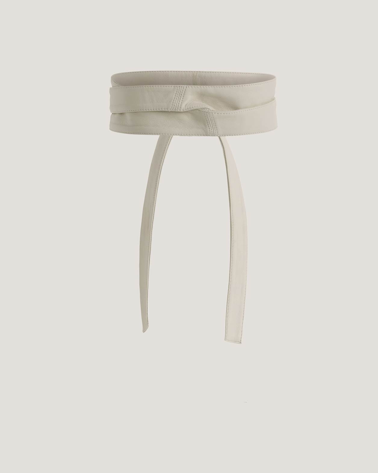 Ayla Leather Tie Belt in WINTER WHITE