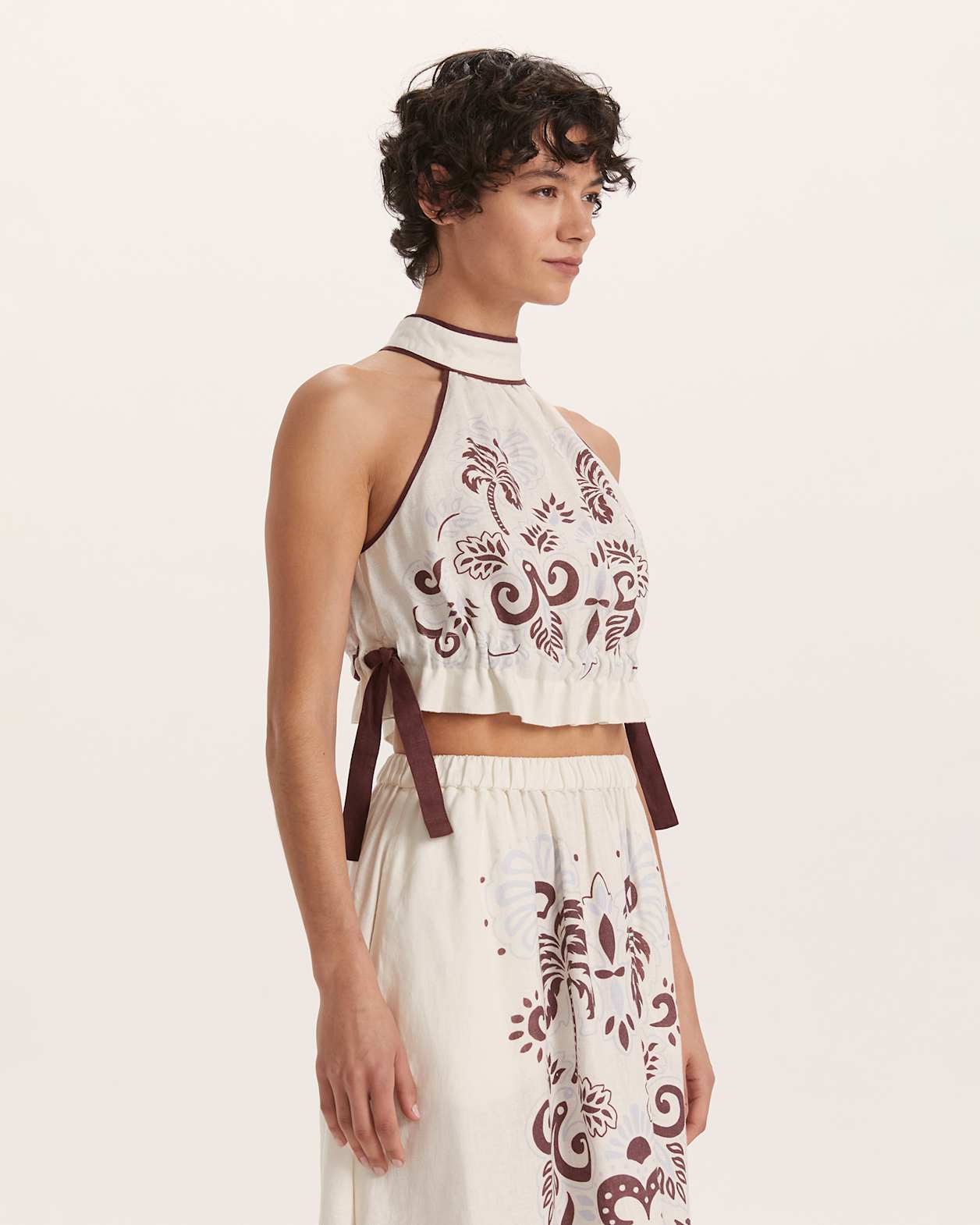 Paradiso Linen Halter Top in MULTI