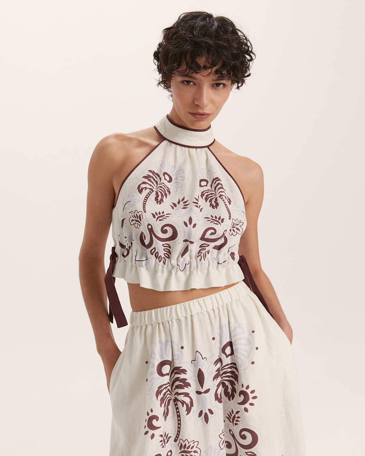 Paradiso Linen Halter Top in MULTI