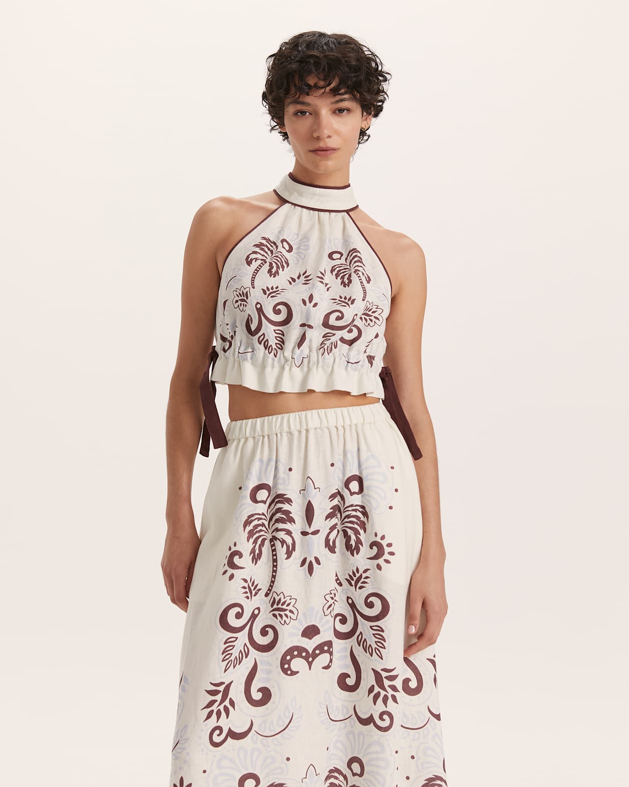 Paradiso Linen Halter Top in MULTI
