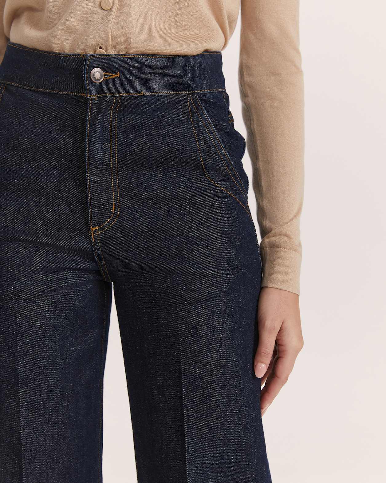 Ava Cropped Wide Leg Jean in BLUE/BLACK WASH
