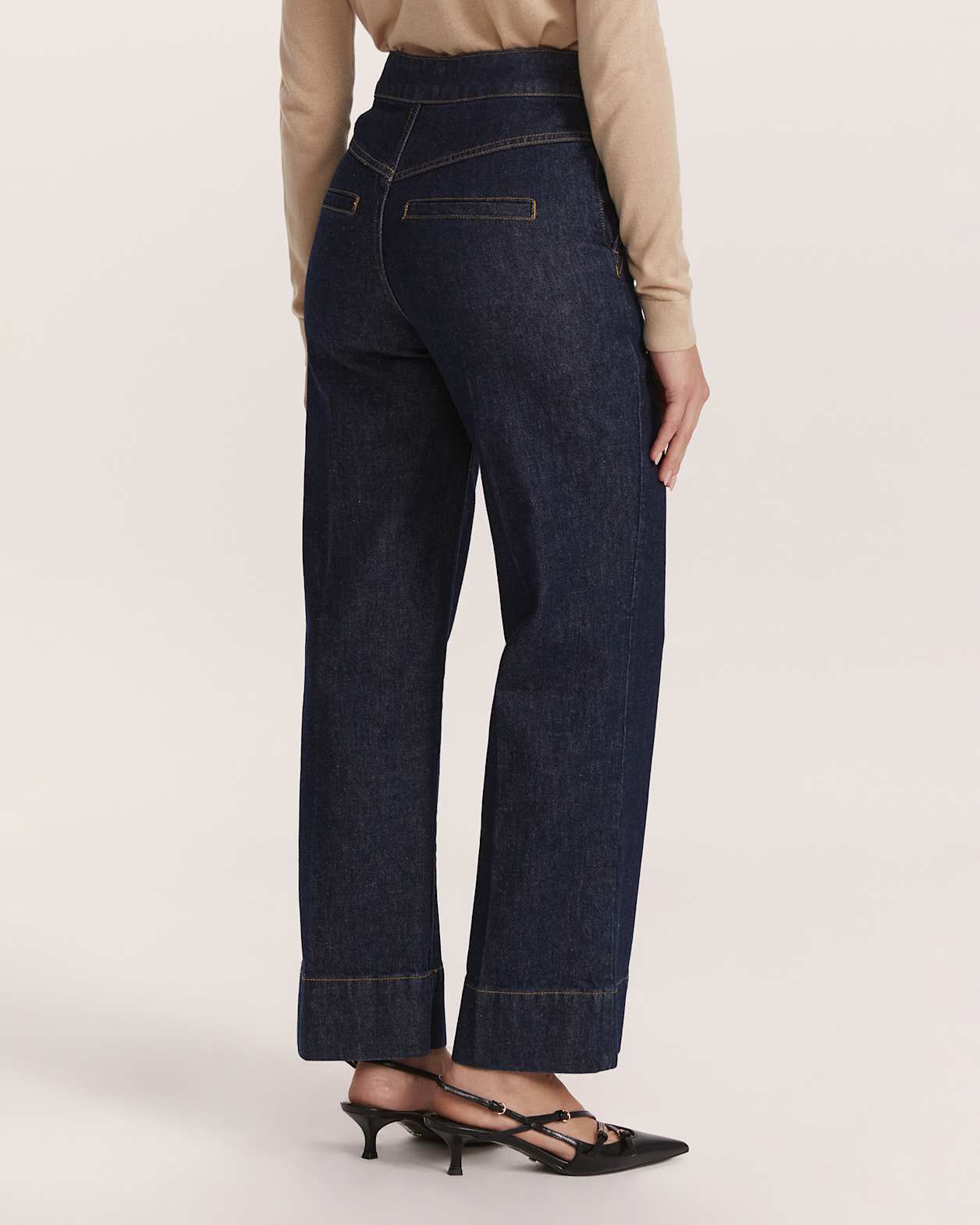 Ava Cropped Wide Leg Jean in BLUE/BLACK WASH