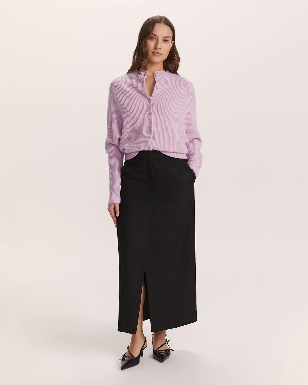 Nora Wool Batwing Cardigan in LILAC MELANGE