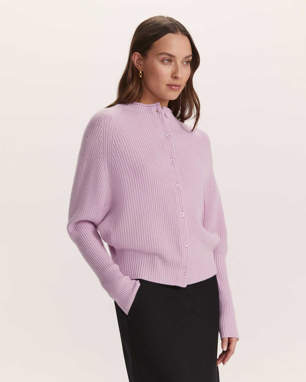 Nora Wool Batwing Cardigan in LILAC MELANGE