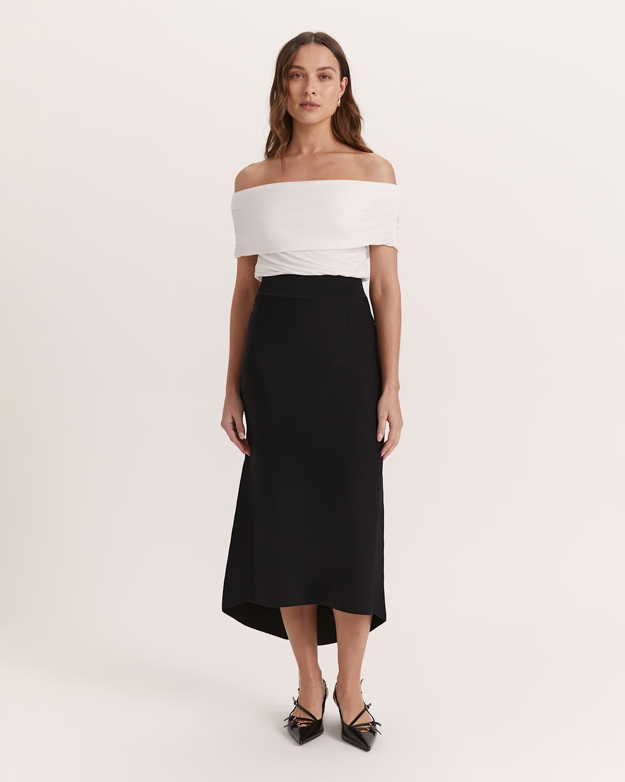 Mia Milano Fluted Skirt in BLACK