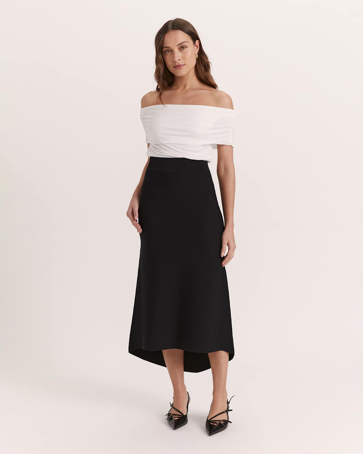 Mia Milano Fluted Skirt in BLACK