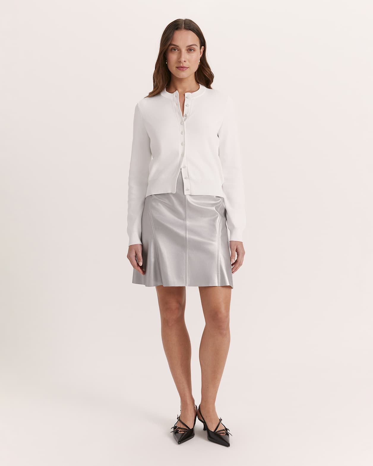 Viv Faux Leather Mini Skirt in SILVER