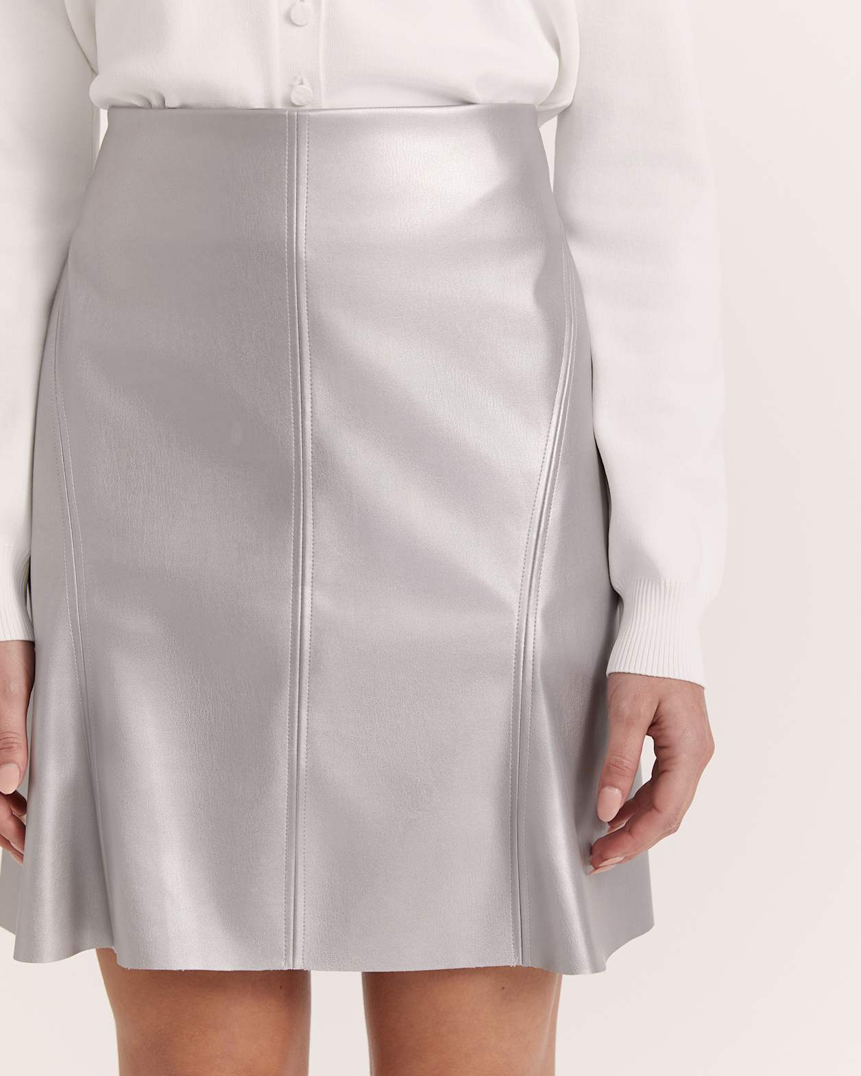 Viv Faux Leather Mini Skirt in SILVER