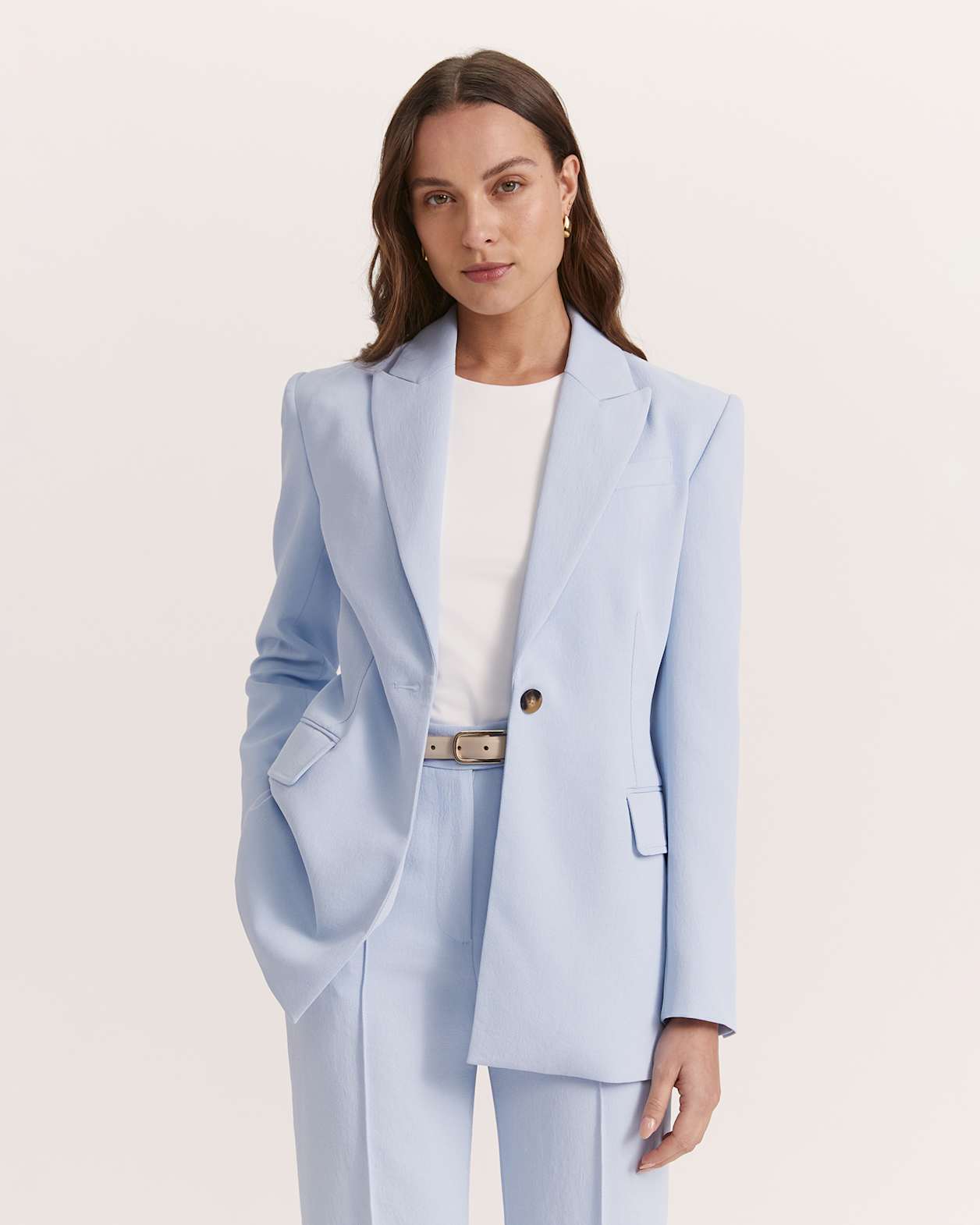 Dharma Stitch Detail Blazer in LIGHT BLUE