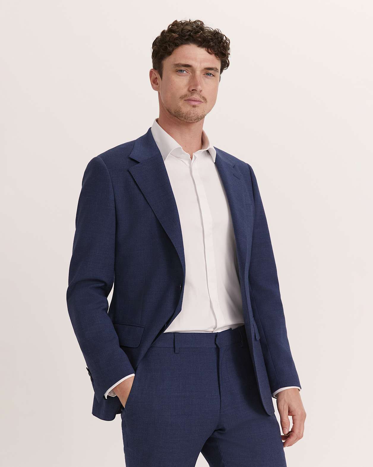Cedric Wool Stretch Jacket in BLUE MARLE