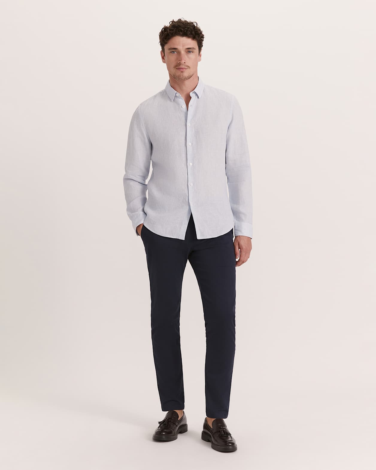 Anderson Classic Yarn Dyed Linen Shirt in CHAMBRAY