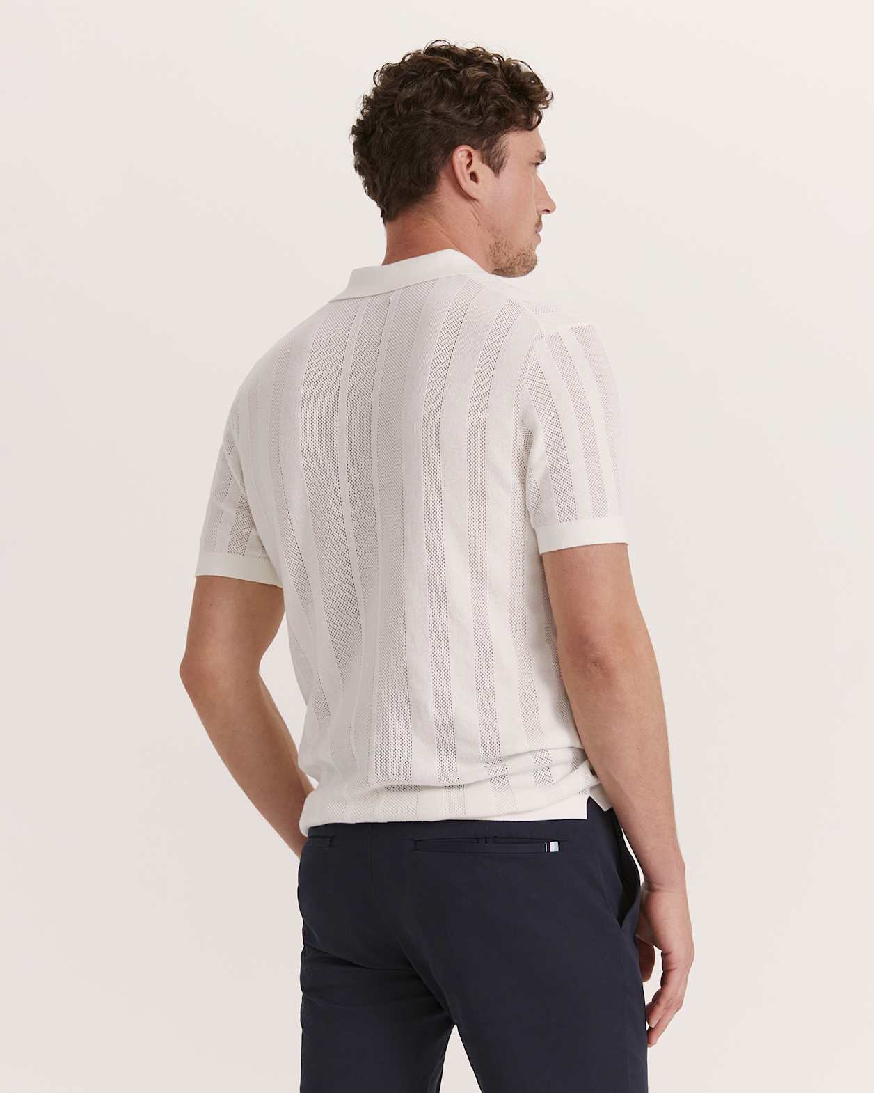 Evans Cotton Textured Knit Polo in IVORY