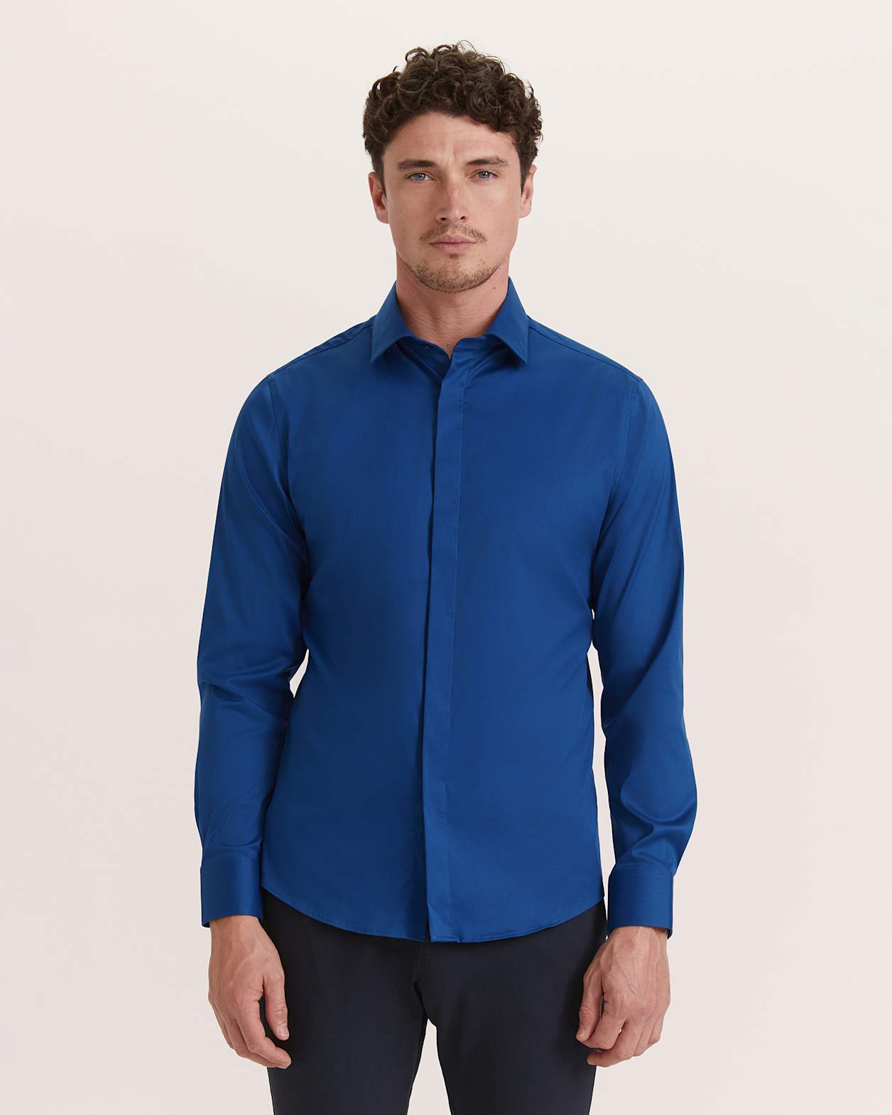 Stretch Poplin Shirt in DEEP BLUE