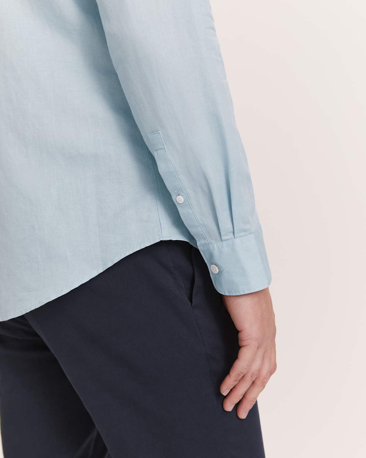 Reeves Long Sleeve Classic Linen Cotton Shirt in OCEAN