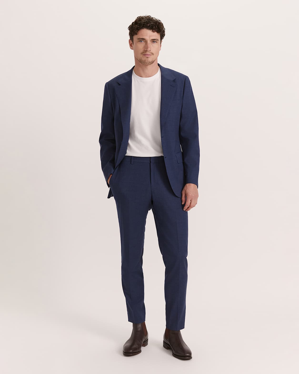 Cedric Wool Stretch Pant in BLUE MARLE