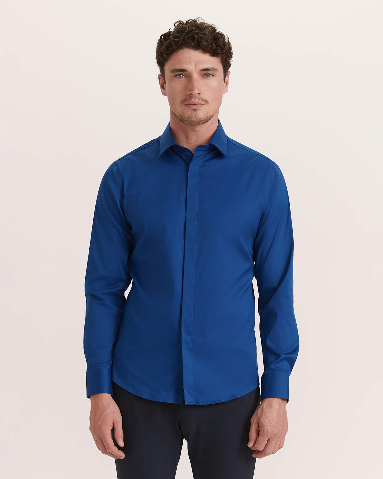 Stretch Poplin Shirt in DEEP BLUE