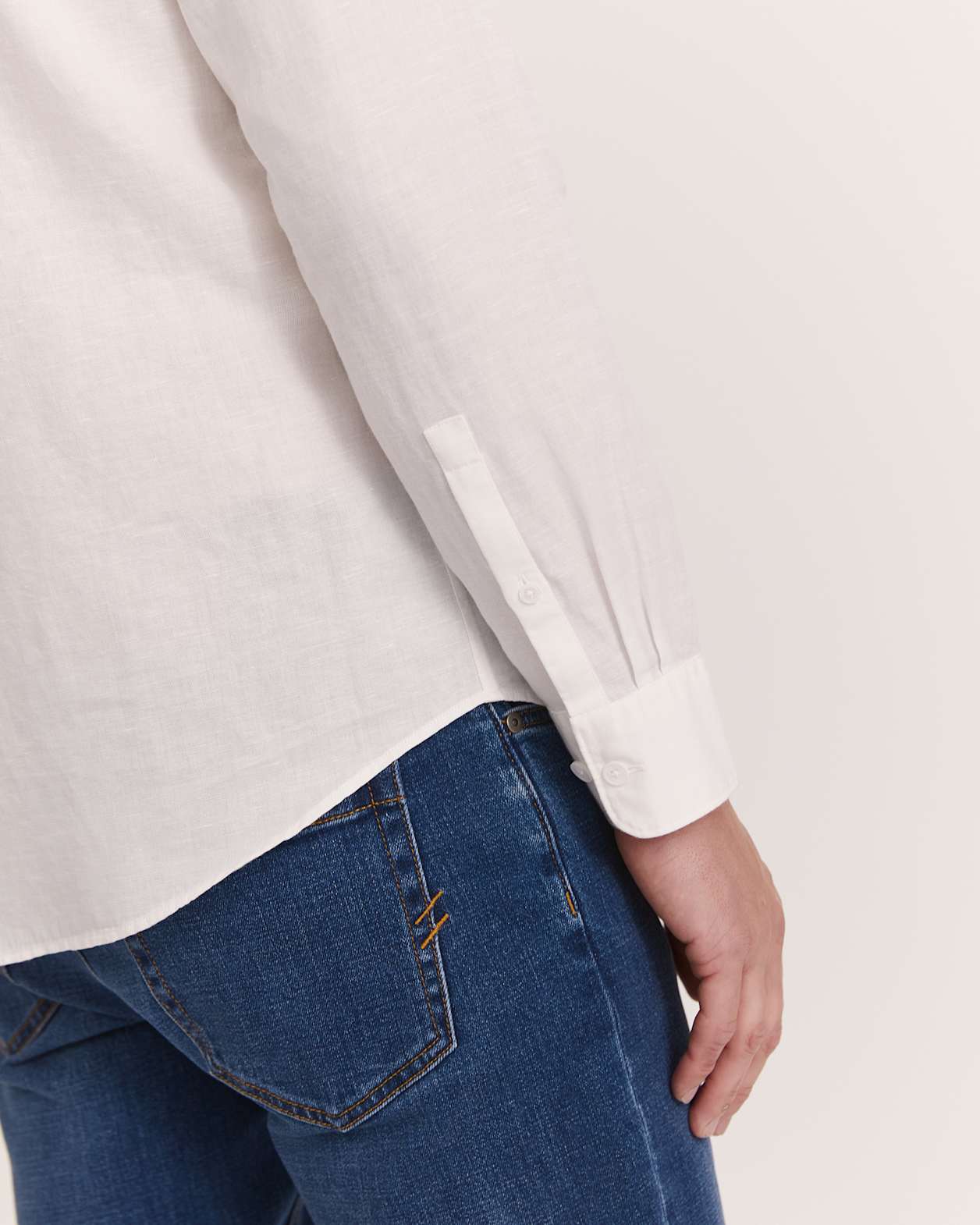 Reeves Long Sleeve Classic Linen Cotton Shirt in IVORY