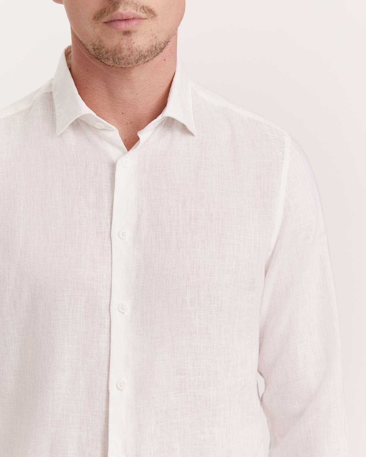 Julian Slim Linen Shirt in WHITE