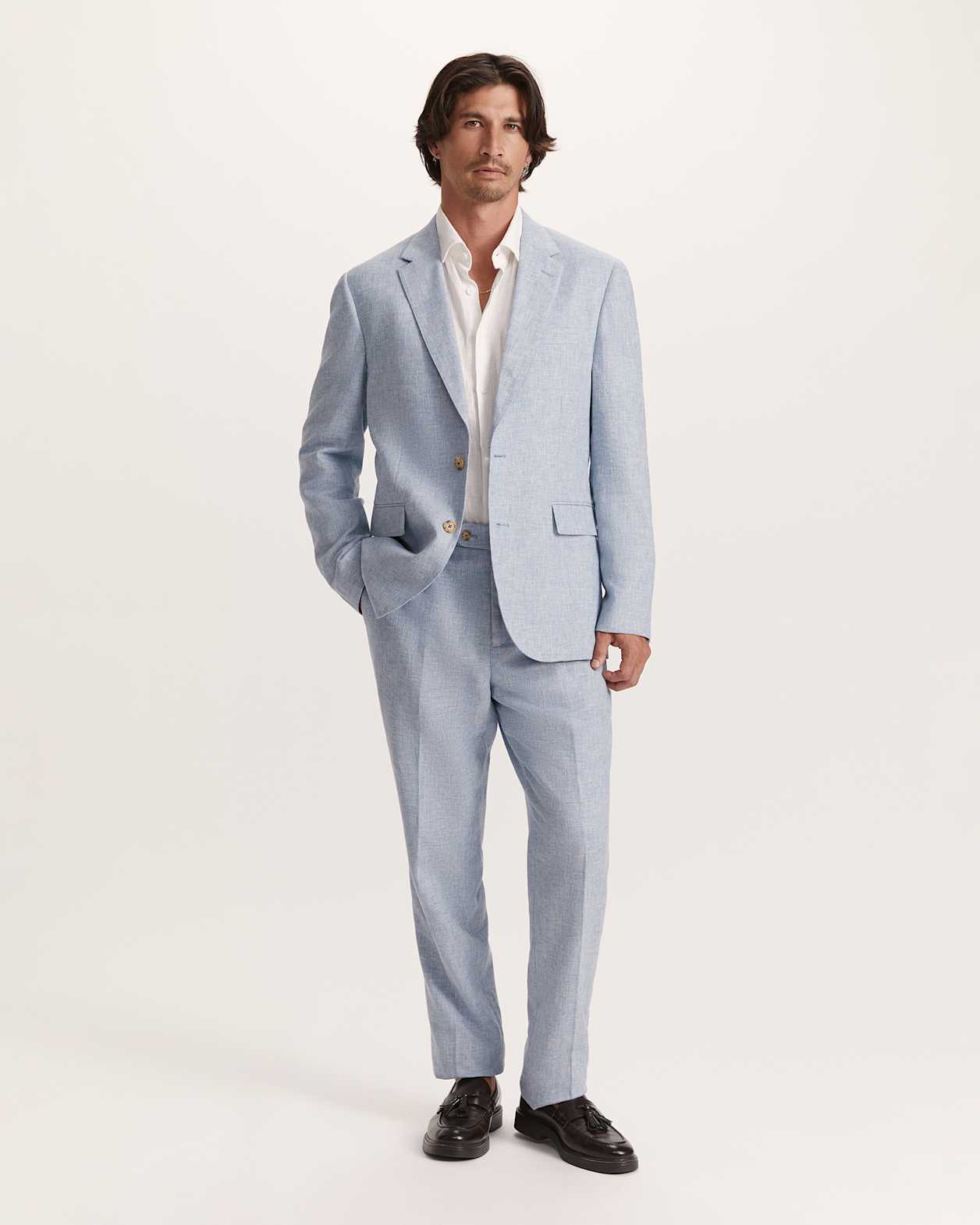 Duke Linen Blend Item Jacket in BLUE