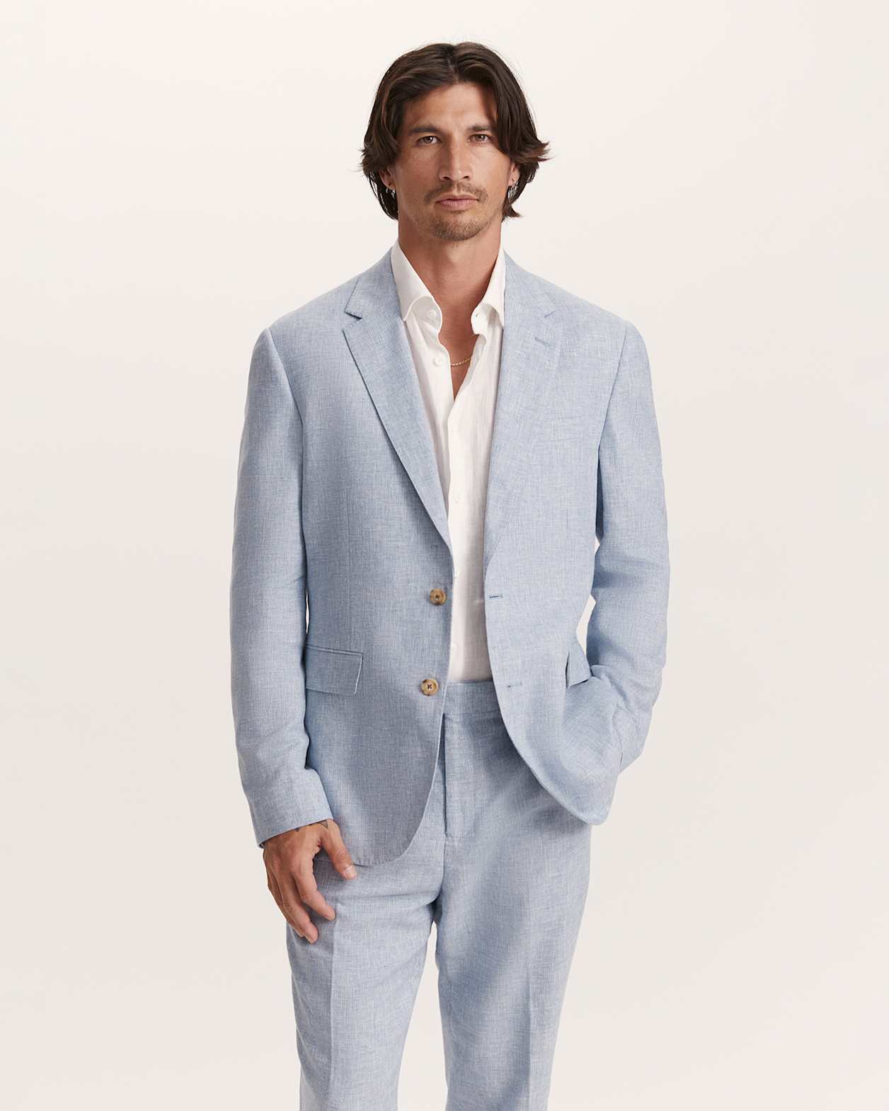 Duke Linen Blend Item Jacket in BLUE